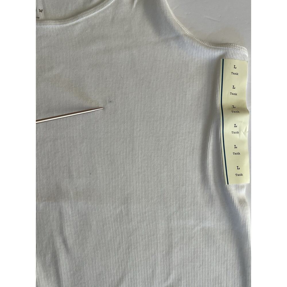 3 Lot Bundle Womens White Ribbed Scoop Neck Tank Cotton Modal New Sz L New Day - Picture 7 of 9